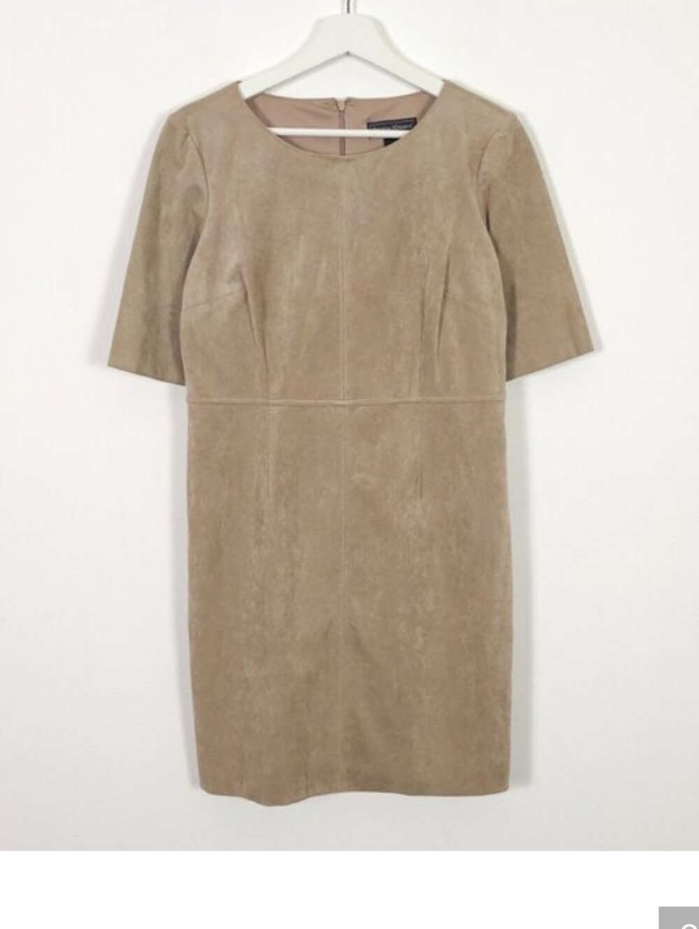 Jessica Howard Taupe Suede Short-Sleeve Sheath Dress
